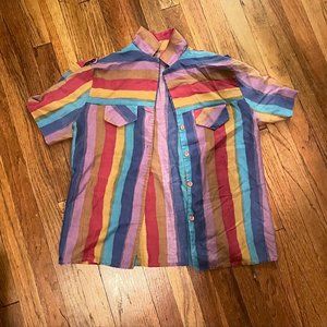 70s colorful Cropped Shirt